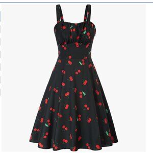 Black Dress with Cherries ~ 2X